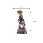 Brass Lord Ganesha Statue with Umbrella | Dark Brown 6 13 cm 2 2 eMetalCrafts