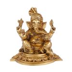 Superfine Brass Lord Ganesha Statue with Turban 2 DSCF5280 eMetalCrafts