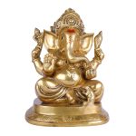 Brass Metal golden colour sitting Ganesha Statue 2 DSCF5313 eMetalCrafts