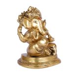 Brass Metal golden colour sitting Ganesha Statue 3 DSCF5314 eMetalCrafts