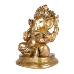 Brass Metal golden colour sitting Ganesha Statue 4 DSCF5315 eMetalCrafts