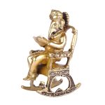 Brass Ganesh Idol Ganpati Figurine & Resting on Rocking Chair 4 DSCF5329 eMetalCrafts