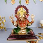 Brass Sitting Ganesh Idol Murti Statue for Home
