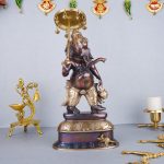 Brass Lord Ganesha Statue with Umbrella | Dark Brown 1 DSCF5588 eMetalCrafts