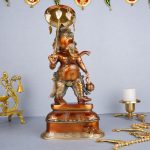 Brass Lord Ganesha Statue with Umbrella | Light Brown 1 DSCF5591 eMetalCrafts