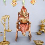 Brass Ganesha Sitting On Chair Figurine 1 DSCF5618 eMetalCrafts