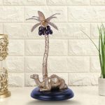 Aluminium Metal Golden Sitting Camel with Tree And Black Platfom 1 1 17 eMetalCrafts