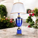 Aluminium Bohemian Blue Overlay And Cut Glass Ormolu Mounted Lamp 1 1 84 eMetalCrafts