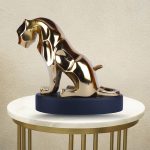 Aluminium Modern Golden Panther on Black Platfom 1 1 9 eMetalCrafts