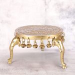 Elephant Decorative Brass Chowki for Puja with Hanging Bells