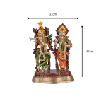 Brass Beautifully Carved Radha Krishna Statue with Multicolour 6 26 cm 1 eMetalCrafts