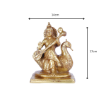 Brass Saraswati Maa Playing Veena Statue 6 26 cm 11 eMetalCrafts