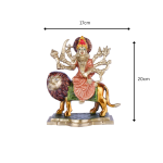 Brass Idol of Mata Sherawali | Maa Durga On Lion for Blessings 6 26 cm 12 eMetalCrafts