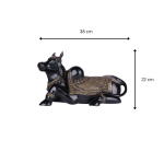 Brass Nandi Seated With Fine Carving, Black 5 26 cm eMetalCrafts