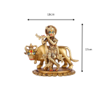 Krishna ji with Cow Brass Statue 6 26 cm 4 eMetalCrafts