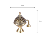 Brass Ethnic Carved Design Incense Burner with Handle 5 26 cm 52 eMetalCrafts