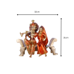 Brass Graceful Radha Krishna Sitting on Bench 6 26 cm 6 1 eMetalCrafts