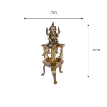 Brass Ganesha 8 Wick oil Diya with bells for home decor 6 26 cm 63 eMetalCrafts