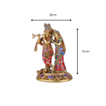 Brass Gemstone Work Radha Krishna Idol 6 26 cm 7 eMetalCrafts