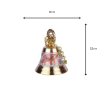 Gold Toned & Red Hanging Temple Bell With Red Elephant Engraving 3 26 cm 75 eMetalCrafts