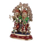 Elegant Brass Radha Krishna Idols with Kalpavriksha Tree & Peacock 3 DSCF5415 eMetalCrafts