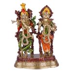 Brass Beautifully Carved Radha Krishna Statue with Multicolour 2 DSCF5416 eMetalCrafts
