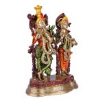 Brass Beautifully Carved Radha Krishna Statue with Multicolour 3 DSCF5417 eMetalCrafts