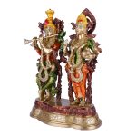 Brass Beautifully Carved Radha Krishna Statue with Multicolour 4 DSCF5418 eMetalCrafts
