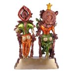 Brass Beautifully Carved Radha Krishna Statue with Multicolour 5 DSCF5419 eMetalCrafts
