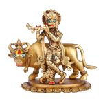 Krishna ji with Cow Brass Statue 2 DSCF5431 eMetalCrafts