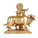 Krishna ji with Cow Brass Statue 5 DSCF5434 eMetalCrafts