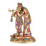Brass Gemstone Work Radha Krishna Idol 2 DSCF5439 eMetalCrafts
