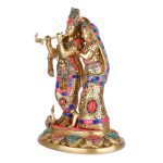 Brass Gemstone Work Radha Krishna Idol 4 DSCF5441 eMetalCrafts