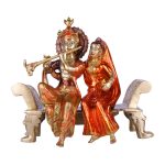 Brass Graceful Radha Krishna Sitting on Bench 2 DSCF5445 eMetalCrafts