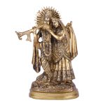 Brass Lord Radha Krishna Murti Statue Playing Flute Idol for Home Decor 2 DSCF5477 eMetalCrafts