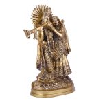 Brass Lord Radha Krishna Murti Statue Playing Flute Idol for Home Decor 3 DSCF5478 eMetalCrafts