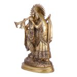 Brass Lord Radha Krishna Murti Statue Playing Flute Idol for Home Decor 4 DSCF5479 eMetalCrafts