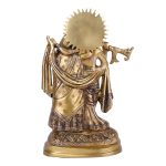 Brass Lord Radha Krishna Murti Statue Playing Flute Idol for Home Decor 5 DSCF5480 eMetalCrafts