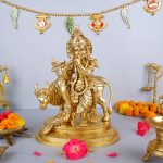 Brass Lord Krishna with Cow