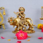 Krishna ji with Cow Brass Statue