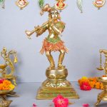 Brass Lord Krishna Idol Figurine Sculpture Statue
