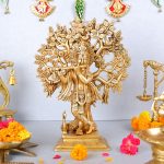Lord Krishna Idol Playing Flute | Sri Krishna Brass Sculpture 