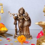 Superfine Brass Radha Krishna Idol with peacock