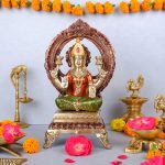 Brass Lakshmi Ji Showpiece Statue Idol with Stone Work 1 DSCF5907 eMetalCrafts