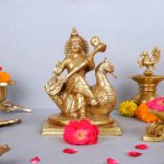 Brass Saraswati Maa Playing Veena Statue