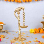 Home & Beyond-Parrot Design Pure Brass Hanging Diya Pair