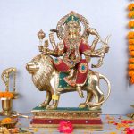 Brass Durga Mata Idol Divine Sherawali mata 1 DSCF6295 eMetalCrafts