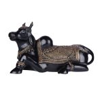 Brass Nandi Seated With Fine Carving, Black 4 DSCF6376 eMetalCrafts