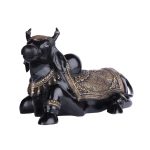 Brass Nandi Seated With Fine Carving, Black 3 DSCF6379 eMetalCrafts