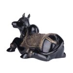 Brass Nandi Seated With Fine Carving, Black 2 DSCF6381 eMetalCrafts
